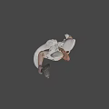 Anthropomorphic Game Movie Character With Large Ears White Fur Spots Holding Snake