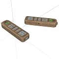 Two Power Strips With Multiple Outlets And Green Switch Design 3d model