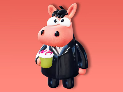 Cartoon Cattle and Horse Cartoon Animal Print Hand-made Decorative Ornaments Pendant 3d model