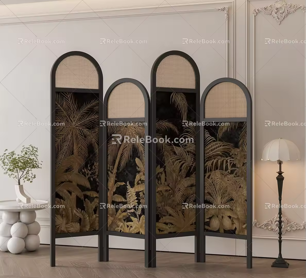 French Middle Ancient Screen Middle Style Partition 3d model
