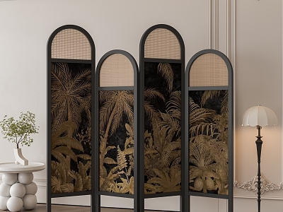 French Middle Ancient Screen Middle Style Partition model