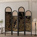 French Middle Ancient Screen Middle Style Partition 3d model