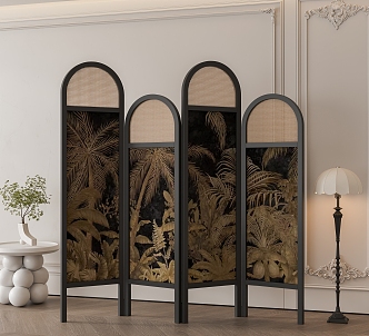 French Middle Ancient Screen Middle Style Partition 3d model