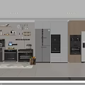 Smart Machines In Modern Kitchen Featuring Integrated Smart Appliances And Cabinets 3d model