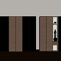 Modern Wardrobe Combination Design With Glass Doors Wooden Panels And Internal Storage Solutions