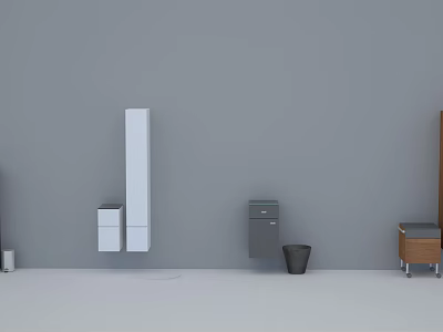 Modern Bathroom Cabinet Rack With White Gray And Wooden Storage Designs 3d model