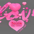 Romantic Photo Spot with Pink Heart Decorations 3D Letters and I Love You