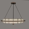 Elegant Modern Chandelier With Cream Pleated Fabric Shade Brown Metal Frame Hanging For Interior Lighting