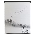 Elegant Window Curtains With Nature Inspired Tree And Bird Patterns 3d model