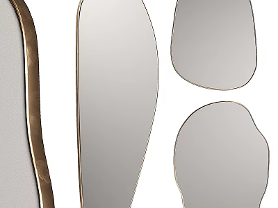 Elegant Modern Decorative Mirrors With Gold Frames And Various Irregular Shapes For Home Wall Decor 3d model