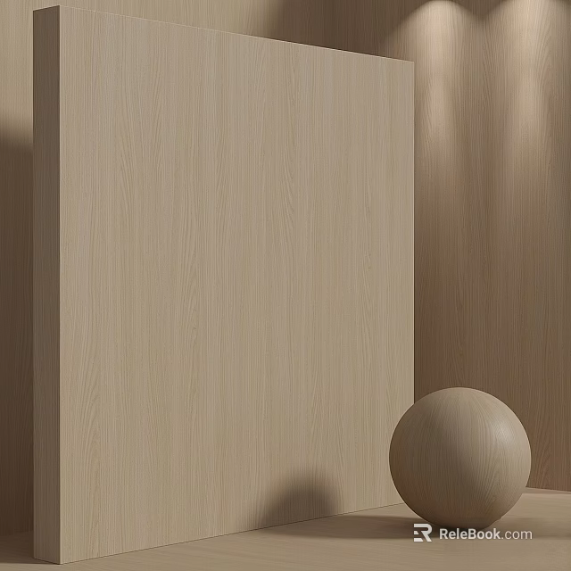 Light Toned Wooden Wall Paneling with Simple Decorative Sphere in Modern Interior 3d model 