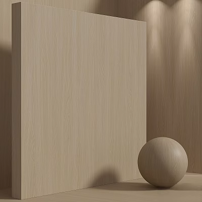 Light Toned Wooden Wall Paneling with Simple Decorative Sphere in Modern Interior 3d model