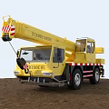 Yellow XTAOCHE Heavy Duty Crane Truck With Warning Stripes On Construction Site