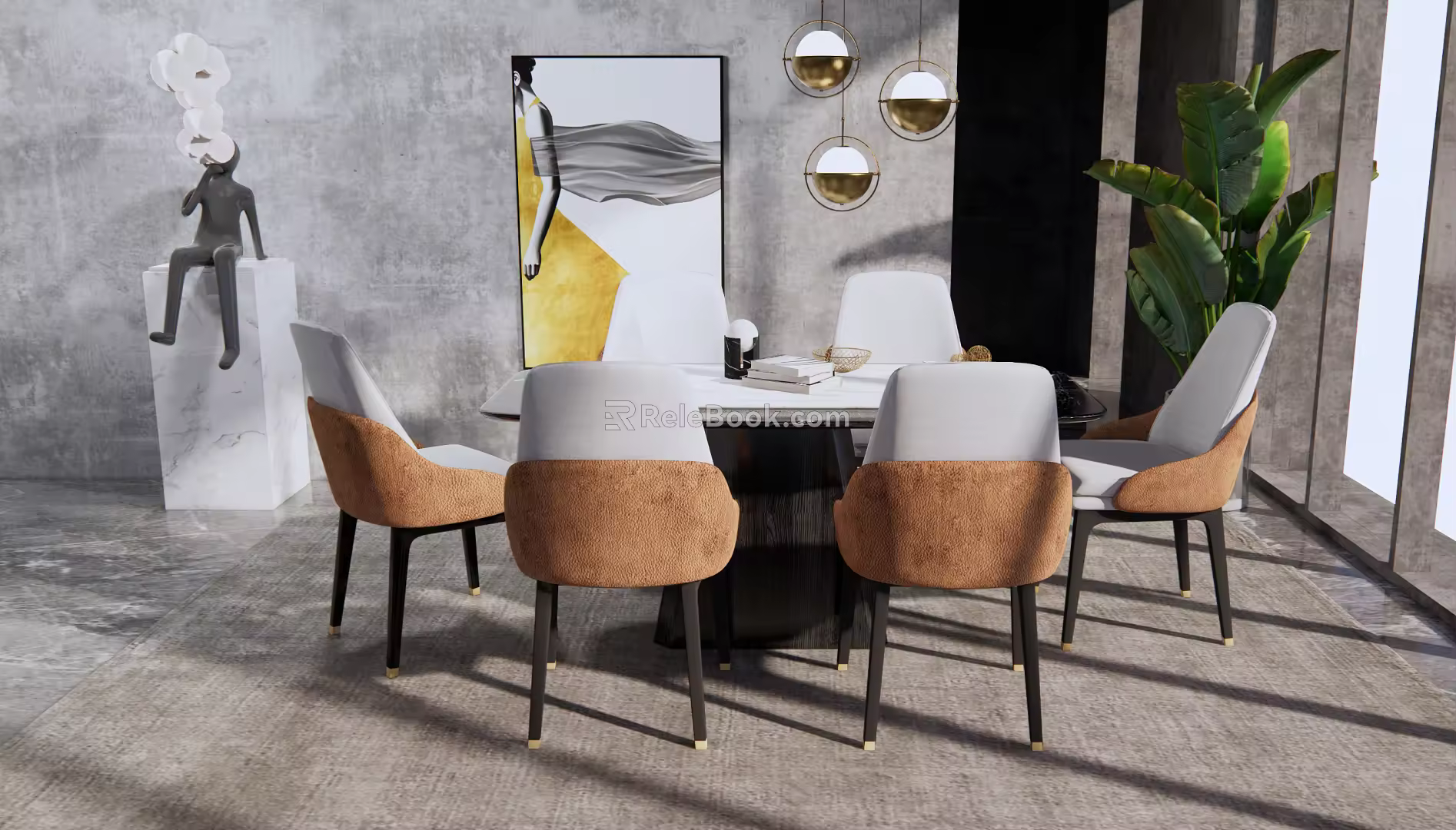 Light Luxury Dining Table and Chair Combination Dining Table and Chair 3d model