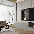 Modern Living And Dining Room Interior With Sofa Window Blinds Area Rug And Framed Art