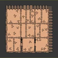 3D Rendered Landscape With Brick Walls Grid Ground And Chess Like Elements