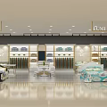 Modern Retail Store in Shopping Mall Featuring Bedding Products and Display Shelves