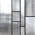 Modern Decorative Panels With Metal Frames Geometric Patterns And Striped Glass 3d model