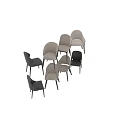 Modern Leather And Fabric Dining Chairs With Black Beige Minimalist Design