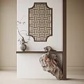 Chinese-style end view table porch partition 3d model