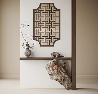 Chinese-style end view table porch partition 3d model