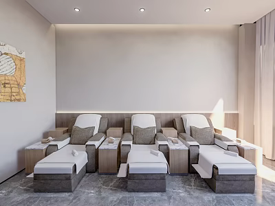 SPA Sauna Interior Design With Comfortable Massage Beds And Modern Decor 3d model