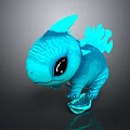Cute Blue Dragon Like Game Movie Character With Big Shiny Eyes 3D Model Design