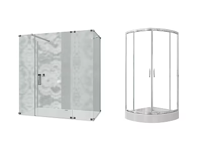 Modern Transparent Glass Shower Enclosures With Square And Round Shapes Metal Frame And Smooth Door Design 3d model
