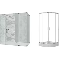 Modern Transparent Glass Shower Enclosures With Square And Round Shapes Metal Frame And Smooth Door Design