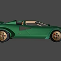 Green Lamborghini Sports Car Classic Design Scissor Doors Streamlined Body Gold Wheels