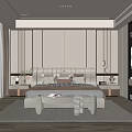 Modern Bedroom Interior Design With Soft Headboard Area Rug And Floor to Ceiling Windows