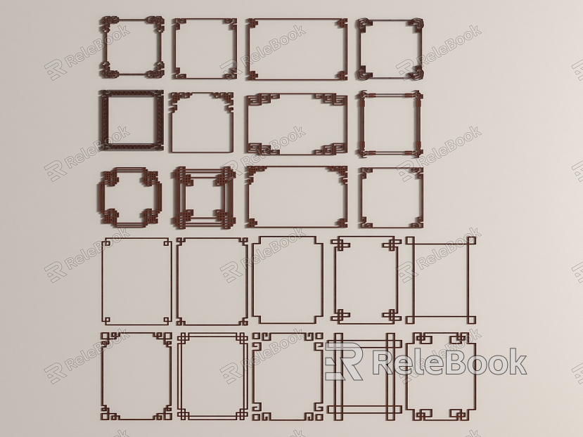 New Chinese-style Carved Chinese-style Border Flower Lattice Hollow Flower Frame Flower Edge Corner Flower Lattice Edge Corner Line Corner model