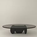 Modern Round Coffee Table With Glass Top And Black Geometric Base 3d model