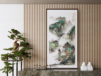 New Chinese Landscape Painting Ink Decorative Painting 3d model