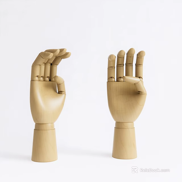 Wooden Hand Figurine Decorative Ornament Set With Unique Poses For Home Decor Accents 3d model 