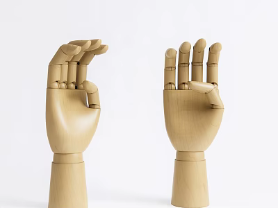 Wooden Hand Figurine Decorative Ornament Set With Unique Poses For Home Decor Accents 3d model