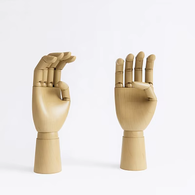 Wooden Hand Figurine Decorative Ornament Set With Unique Poses For Home Decor Accents 3d model