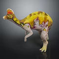Dinosaur 3D Model Standing With Colorful Head Crest Yellow Green Purple Body