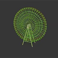 Colorful Ferris Wheel Architectural Structure With Red Green Decorations And Metal Framework