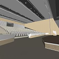 Bright Modern Spacious Conference Room With Tiered Seats Stage And Elegant Wooden Interior Design