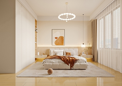 Modern Bedroom Cream Bedroom 3d model