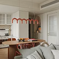 Cozy Living and Dining Room Interior With Chandelier Sofa Dining Table And Wooden Floor