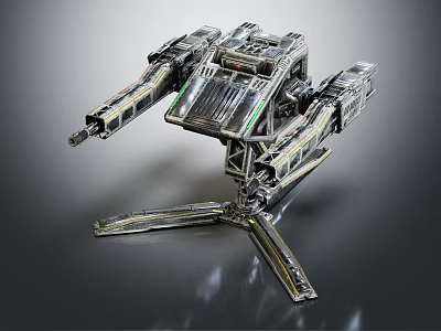Futuristic Metallic Mechanical Structure With Multiple Joints And Shiny Metallic Frame 3d model