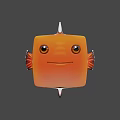 Flying Animal Square Shaped Orange Fish With White Stripes Big Eyes And Smiling Expression