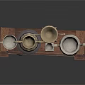 Vintage Bookshelf With Trophies Books And Red Balls For Home Decor