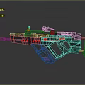Futuristic Sci Fi Weapon with Black Body Red Accents and Scope Design