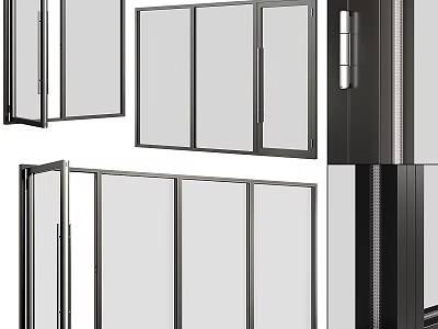Modern Aluminum Casement Windows With Side Opening And Black Frame Design 3d model