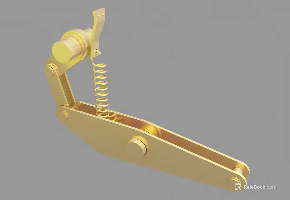 Golden Hardware Tool Clamp With Spring And Metal Lever Structure 3d model