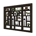 Dark Wooden Display Cabinet Shelf With Multi Compartment Holding Decorative Vases Sculptures Books Small Plants