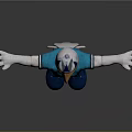 Cartoon Eagle Mascot In Blue Sports Uniform With Goggles And Outstretched Arms